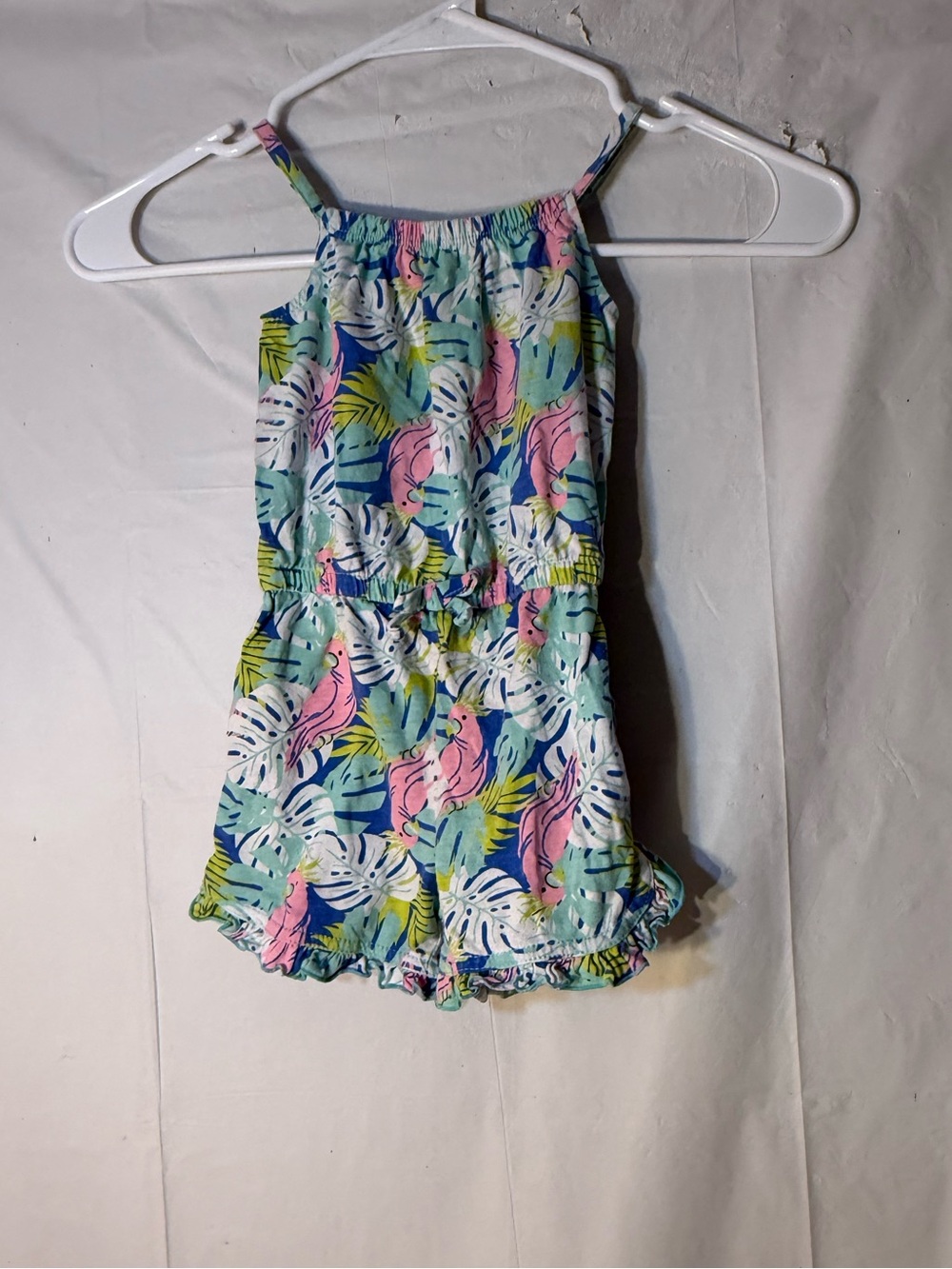Kidgets spaghetti strap tropical baby girl romper size 24 months